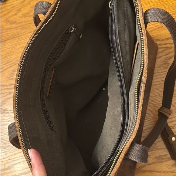 S-Zone Brown Leather Tote Bag - Picture 4 of 5